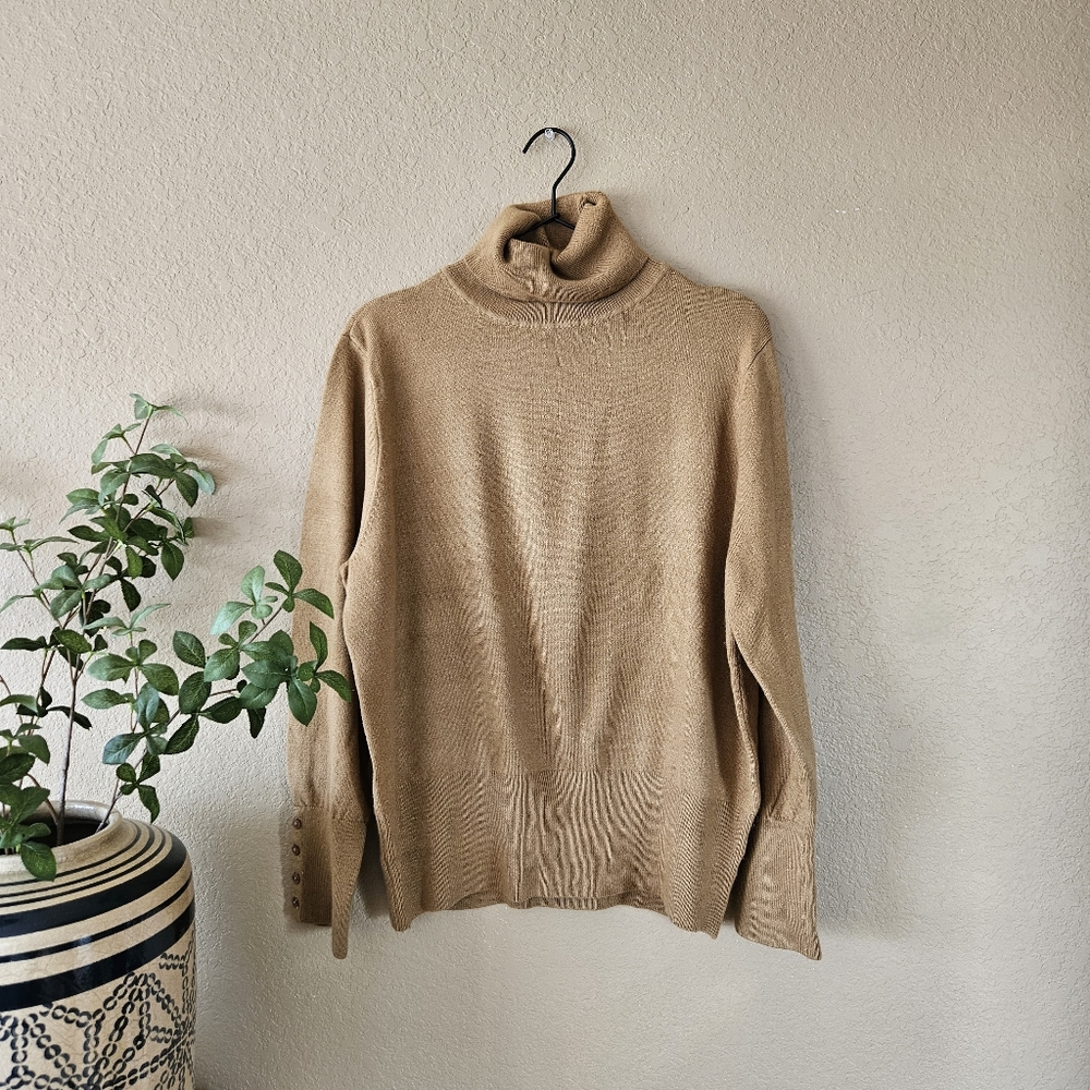 JM Collection Turtleneck Sweater, XL | Brown